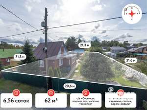 Дом 62м&sup2;, 1-этажный, участок 7 сот.  