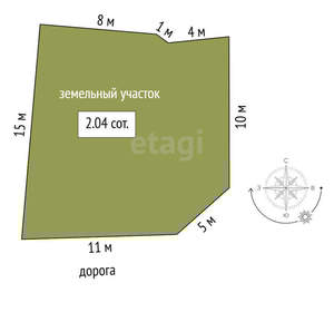 Дом 44м&sup2;, 1-этажный, участок 2 сот.  