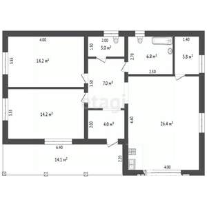 Дом 83м&sup2;, 1-этажный, участок 8 сот.  