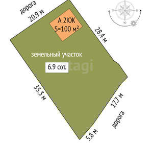 Дом 100м², 2-этажный, участок 7 сот.  