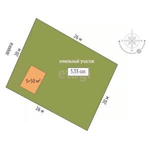 Дом 50м², 2-этажный, участок 5 сот.  