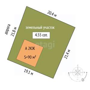 Дом 102м&sup2;, 2-этажный, участок 5 сот.  