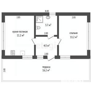 Дом 50м², 1-этажный, участок 6 сот.  
