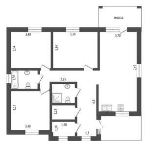 Коттедж 130м², 1-этажный, участок 7 сот.  