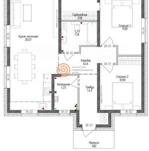 Дом 75м&sup2;, 1-этажный, участок 1 сот.  