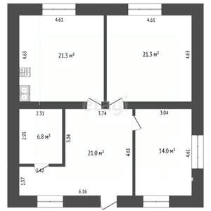 Дом 100м², 1-этажный, участок 10 сот.  