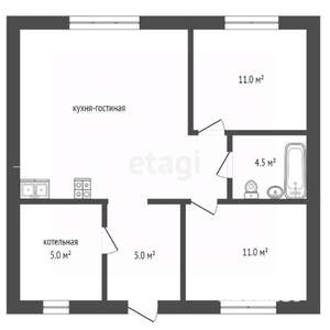 Дом 66м&sup2;, 1-этажный, участок 6 сот.  