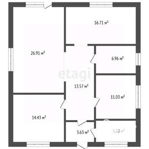 Дом 99м&sup2;, 1-этажный, участок 7 сот.  