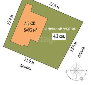 Дом 93м², 2-этажный, участок 4 сот.  