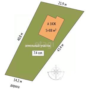 Дом 88м², 1-этажный, участок 8 сот.  
