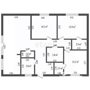 Дом 118м², 1-этажный, участок 10 сот.  