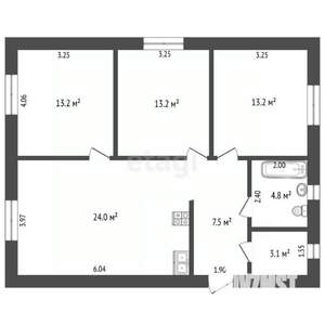 Дом 100м&sup2;, 1-этажный, участок 4 сот.  