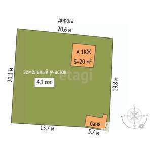 Дом 20м², 1-этажный, участок 4 сот.  