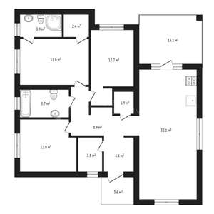 Коттедж 117м², 1-этажный, участок 7 сот.  