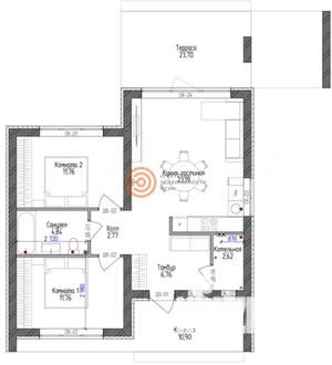 Дом 63м&sup2;, 1-этажный, участок 1 сот.  