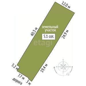 Дом 53м², 1-этажный, участок 5 сот.  