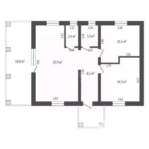 Дом 89м&sup2;, 1-этажный, участок 5 сот.  