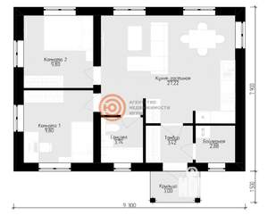 Дом 57м², 1-этажный, участок 1 сот.  