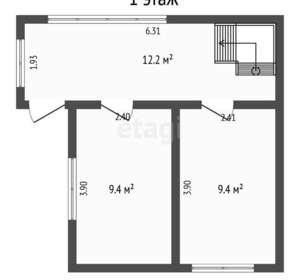 Дом 49м&sup2;, 2-этажный, участок 12 сот.  