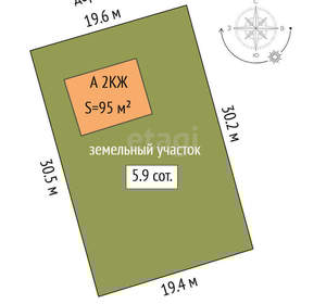 Дом 95м², 2-этажный, участок 6 сот.  