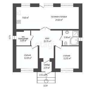 Дом 97м&sup2;, 1-этажный, участок 10 сот.  