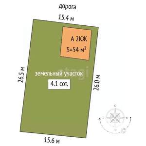 Дача 54м², 2-этажный, участок 4 сот.  