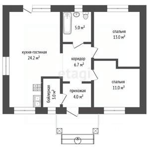 Дом 75м², 1-этажный, участок 5 сот.  