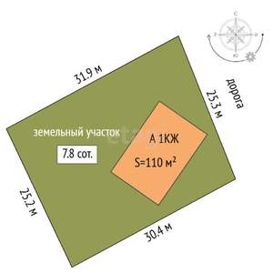 Дом 110м&sup2;, 1-этажный, участок 8 сот.  