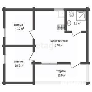 Дом 62м&sup2;, 1-этажный, участок 6 сот.  