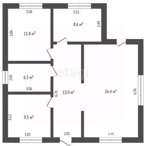 Дом 83м&sup2;, 1-этажный, участок 4 сот.  