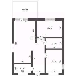 Дом 74м², 1-этажный, участок 5 сот.  