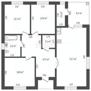 Дом 119м², 1-этажный, участок 6 сот.  
