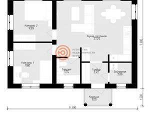 Дом 57м², 1-этажный, участок 1 сот.  