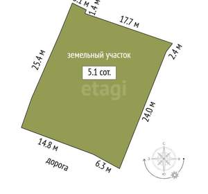 Дом 104м², 1-этажный, участок 5 сот.  