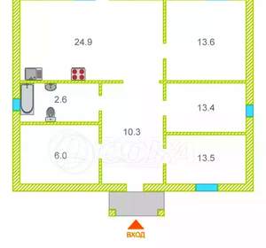 Дом 90м&sup2;, 1-этажный, участок 10 сот.  