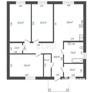 Дом 98м&sup2;, 1-этажный, участок 5 сот.  