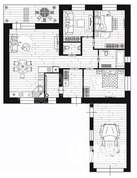 Коттедж 142м&sup2;, 1-этажный, участок 8 сот.  