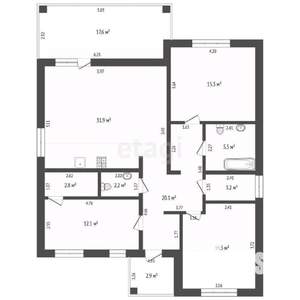 Дом 125м&sup2;, 1-этажный, участок 7 сот.  