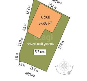 Дом 308м&sup2;, 3-этажный, участок 5 сот.  