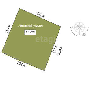 Дом 42м&sup2;, 1-этажный, участок 4 сот.  