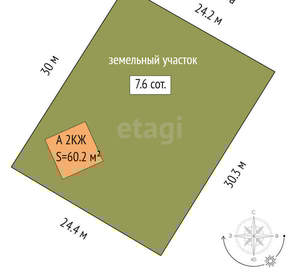 Дача 60м², 2-этажный, участок 8 сот.  