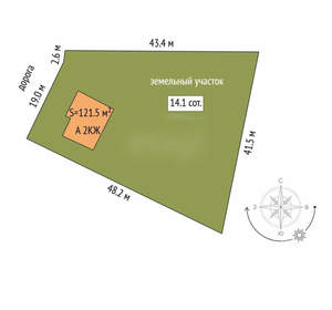 Дом 122м², 2-этажный, участок 14 сот.  