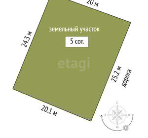 Дом 30м&sup2;, 1-этажный, участок 5 сот.  