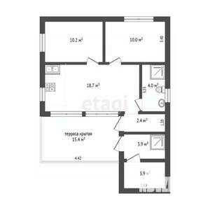 Дом 56м², 1-этажный, участок 6 сот.  