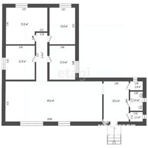 Дом 127м², 1-этажный, участок 8 сот.  