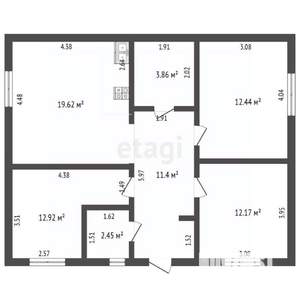 Дом 75м², 1-этажный, участок 4 сот.  