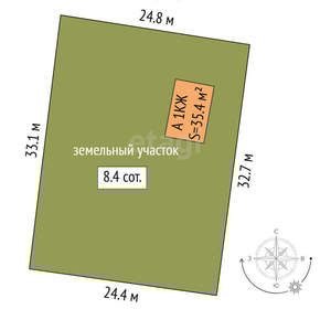 Дом 35м², 2-этажный, участок 8 сот.  