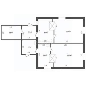 Дом 60м&sup2;, 1-этажный, участок 17 сот.  