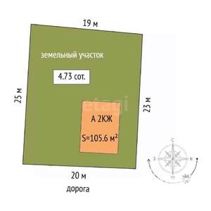 Дом 106м², 2-этажный, участок 5 сот.  