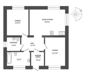 Дом 66м&sup2;, 1-этажный, участок 6 сот.  